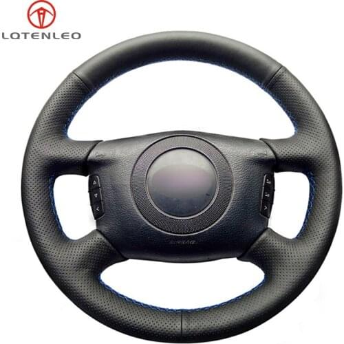 LQTENLEO DIY Car Steering Wheel Cover Black Genuine Leather For Audi A4 Allroad 2001-2005 A6 1999-2004 A8 1998-2001 S4 2004-2006