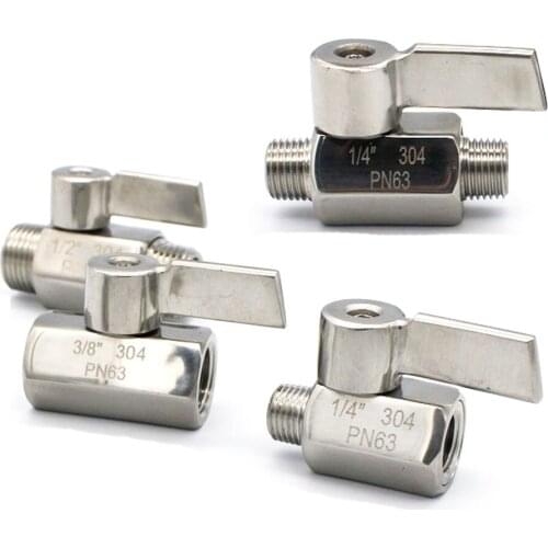 Mini Ball Valve Stainless Steel 304 Female Male Thread Ball Valve Food Homebrew Water Oil Gas 1/8 1/4 3/8 1/2 3/4 1