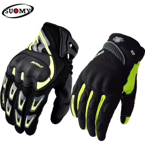 Suomy New Breathable Motorcycle Gloves Summer Full Finger Moto Racing Gloves Touch Screen Motorcycle Motocross Men Plus Size XXL