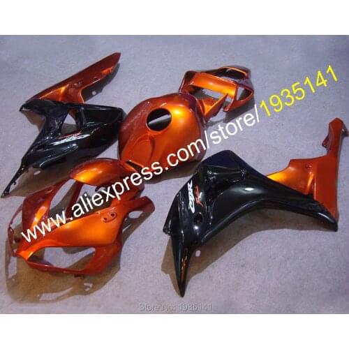Motorbike Kit For Honda 2006 2007 CBR1000RR 06 07 CBR1000 RR Orange Black Fairing Set of Bodywork (Injection molding)