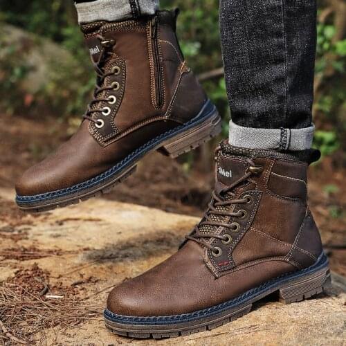 Shoes Men High Top Mens Casual Shoes Hot Sale Mens Leather Winter Boots Men Zapatillas Invierno Hombre Sneaker High Top For