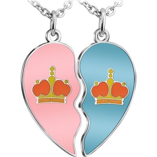 MYLONGINGCHARM Interlocking Heart Charms Enamel Heart Pendant wight crown Handmade Part for Jewelry