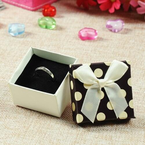 Jewelry Box 5*5*3cm Square Dots Wedding Ring Gift Boxes for Earrings Multi Colors Paper Packaging Jewelry Display Case 16pcs
