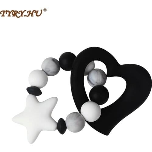 TYRY.HU Silicone Teether Food Grade Silicone Bracelet Cute Silicone Beads Baby Teething Soother Chew Toy FBA FREE Baby Bracelet