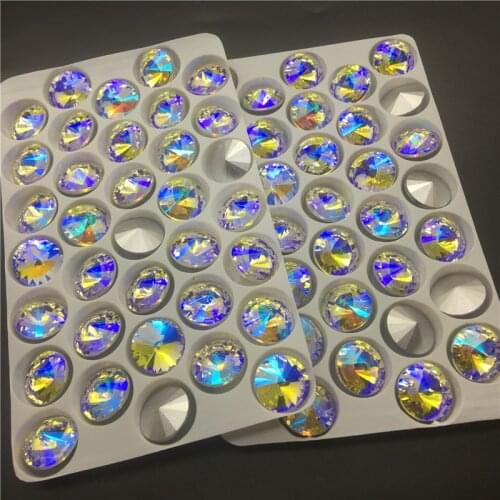 TopStone Moonlight Rivoli Crystal Glass Rhinestones 8 10 12 14 16 18 mm Round Stone Strass Diamond