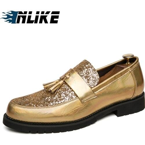 Patent Leather Wedding Shoes Mens Wingtip Slip-On Loafers Tassel Fringe Formal Dress Shoes