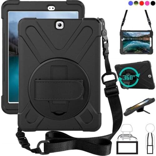 Heavy Duty Armor Cover W/ Hand strap handle shoulder belt Carry case for Samsung Galaxy Tab S2 9.7 T810 T813 T815 T819 Cover+pen
