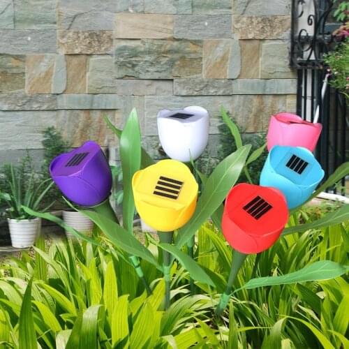LED Solar Garden Lights, 4pcs/ 6Pcs Colorful Tulip Solar Flower Lights Outdoor Lawn Lamp Solar Power Lights Landscape Lights