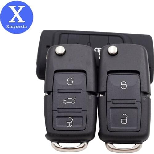 Xinyuexin Flip Remote Key Shell Fit For VW Passat Golf Beetle GTI Rabbit 3Button Car Key Fob Case for VOLKSWAGEN Car