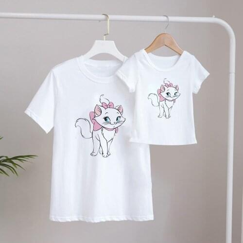 The Aristocats Funny T shirt Cute Cat Print Family Look Mother Daughter T Shirt Family Matching Clothes
