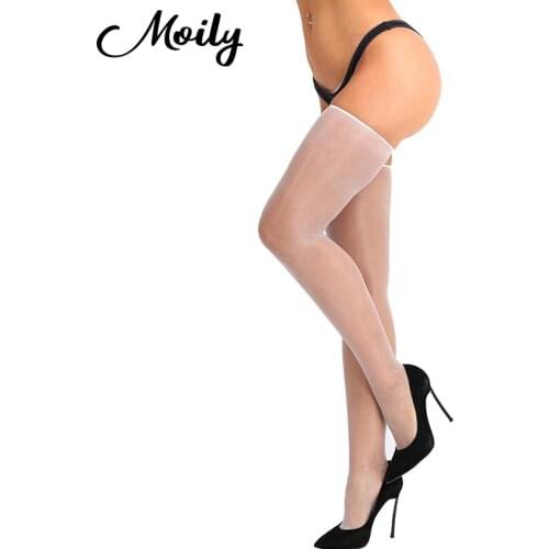 Women Sheer Sexy Stockings Transparent Thigh High Silk Long Stockings Over The Knee Hosiery Erotic Lingerie Nightclubs Pantyhose