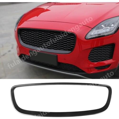 1pcs For Jaguar E-PACE 2018-2019 ABS Carbon Fiber Front Grille Grill Trim Overlay Cover Car Accessories