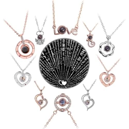 HOT 2018 Projection 100 Languages I Love You Necklace For Women Love Memory Wedding Pendant Necklace Choker Gift for Lover