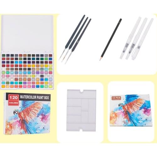 120Color Watercolor Paint Set Non-toxic Pigment Palette Tool for Outdoor Artists Preschool Classroom School Painting Coloring