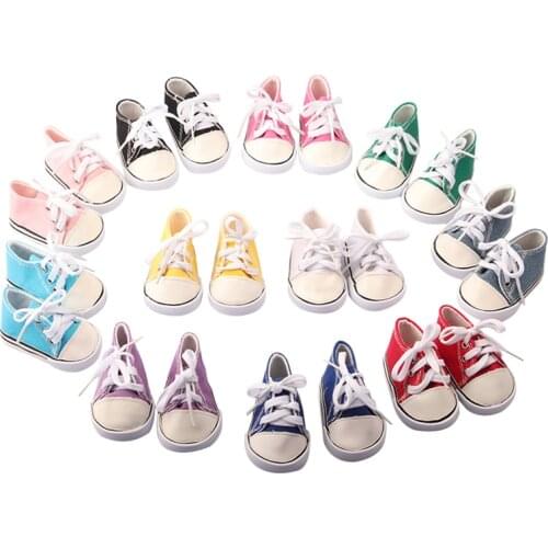 18'' Doll Accessories Fashion Doll Shoes Socks For 43 Cm New Baby Born Dolls White Pink Sneakers Lace-Up Canvas Mini Shoes
