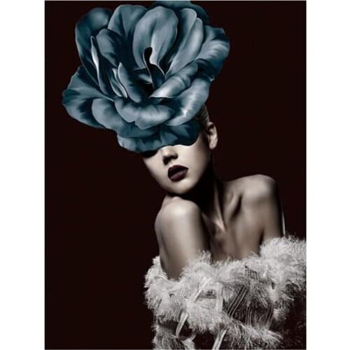 5D DIY Full Round Diamond Painting Portrait Girl Cross Stitch 3D Embroidery Flower Rhinestone Mosaic Home Decor Art Y398