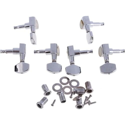 6 Chrome Guitar String Tuning Pegs Tuners Machine Heads Acoustic Electric 3R3L For String Bass Guitar Accessories