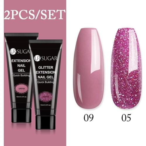 UR SUGAR 2Pcs Extention Gel Set Acrylic Nail Gel Kit for Nail Finger Extension UV Building Jelly Gel Polish All for Manicures