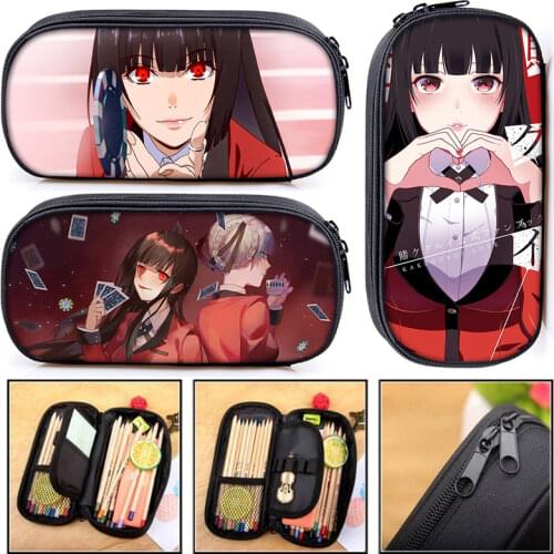 Anime Kakegurui Yumeko Jabami Cartoon Japan Printing Pencil Bag For Teenagers Makeup Bags Portable School Supplies Pen Bag Gift