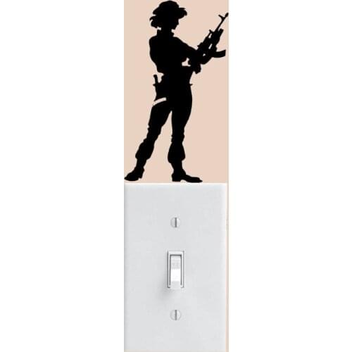 Army Girl Fashion Bedroom Wall Decal Switch Sticker Home Decor Vinyl 6SS0098