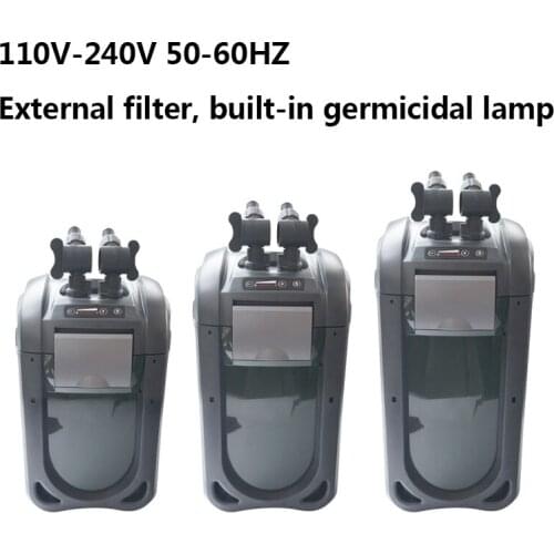 110-240V Silent fish tank external filter aquarium fish tank filter bucket contains filter material and UV germicidal lamp