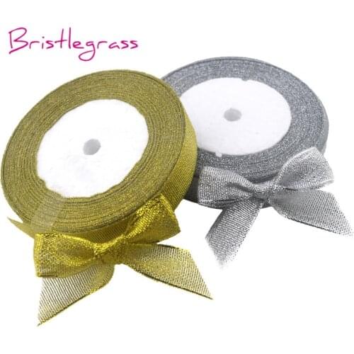 BRISTLEGRASS 25 Yard 3/4" 20mm Metalic Glitter Organza Ribbon Flowers Bows Birthday Wedding Party Decor Christmas Gift Wrapping