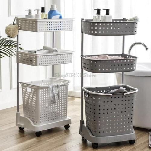 Household Dirty Clothes Basket Classification Compartment Large Storage Basket Bathroom Dirty Clothes Bucket Bathroom Rack