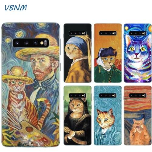 Funny Painting Cat Art Aesthetics Case For Samsung Galaxy S20+ S20 S10 S9 S8 Plus S10E S6 S7 Edge Note 20 Ultra 8 9 10 Pro Cover