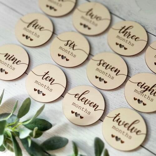 Baby Milestone Disks ,1 Month to 12 Months,Wooden Monthly Milestone Cards, Newborn Gift Baby Shower Gift