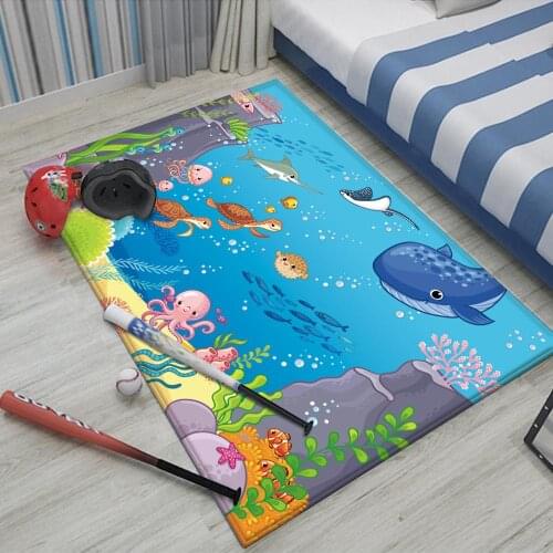 Sea World Animal Pattern Kids play carpet children Rug baby nursery crawling flannel Children durable non-slip floor carpet