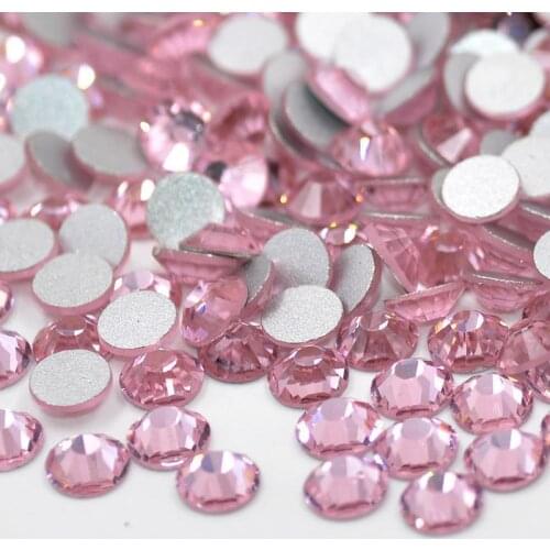 Jewelry making Beads 1440pcs Light Pink Crystal FlatBack Glass Rhinestones Non HotFix Nail Art DIY Silver Flatback