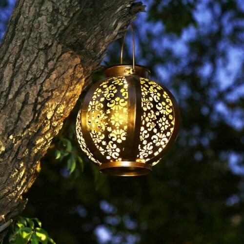 Solar Lantern Lights Outdoor Hanging Light Outside Powered Waterproof LED Lights with Retro Design for Garden Patio Yard