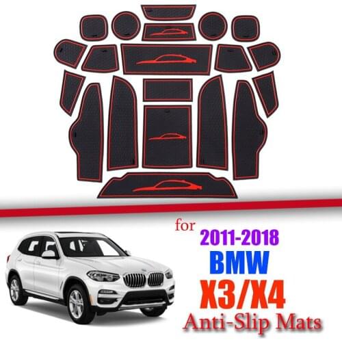 Gate Slot Mat For BMW X3 F25 2011-2017 X4 F26 2014-2018 Interior Door Pad Cup Holders Non-slip Mats