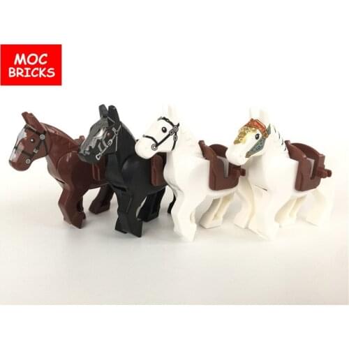 MOC Bricks White & Black & Brown Knight Horse the Hobbits Building Blocks figure Kids Toys for children Christmas Gifts