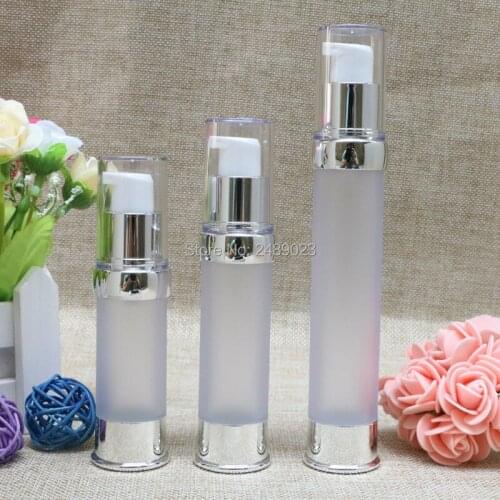 Mini 15ml 20ml 30ml High-grade Silver Airless Bottles Vacuum Frosted Lotion Container Plastic Empty Refillable Bottle 10pcs/lot