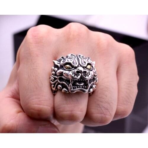 925 STERLING SOLID SILVER MEN mythical beast punk Collection Ring Rings Fashion Jewelry A4734