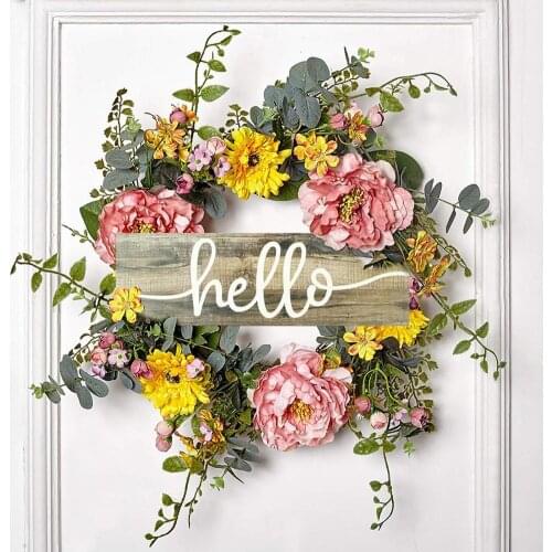 Welcome Sign Wooden Plaque Hello Sign Eco-friendly Wood Door Decorative Hanging Sign Plaque Door Decor Coffee Home Hanging Decor