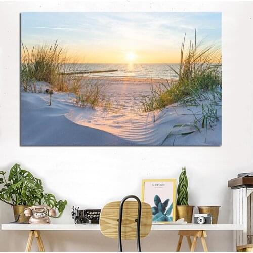 Wall Painting Landscape Posters and Print Wall Art Canvas Painting Seascape Sunrise Pictures for Living Room Home Decor No Frame