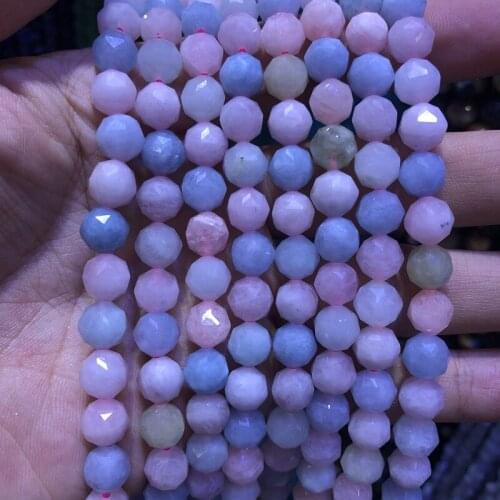 Wholesale 1string Natural Morganite Bery l Faceted 8mm 10mm Round Beads For jewelry DIY 15.5"/string