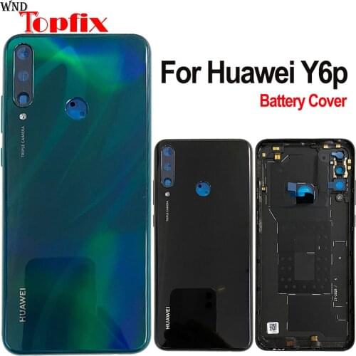 Original For Huawei Y6P 2020 MED-LX9 Back battery Cover Housing With Camera Lens Side Button For Huawei Y6P Battery Cover