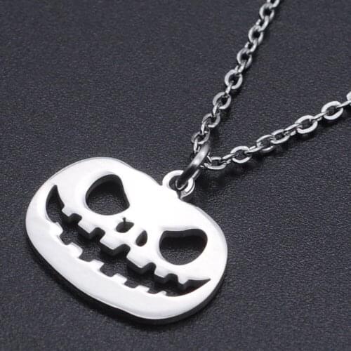 Halloween Pumpkin Stainless Steel Charm Necklace for Women Fashion Jewelry Necklaces Dropshipping Wholesale