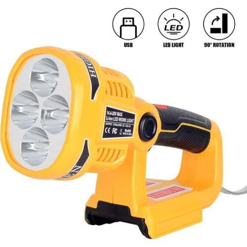 Oein Portable LED Work Light For Dewalt 18V 20V Max DCB140 DCB200 Battery USB Outdoor Tools Flashlight (NO Battery,NO Charger)