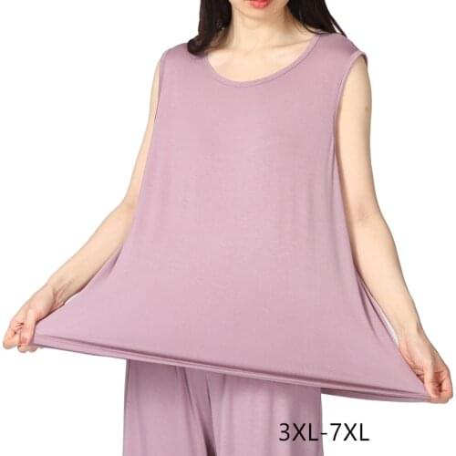 Casual Plus Size Fat MM Homewear Vest Sleep Tops New Summer Sexy Modal Cotton One Piece Pijama Sleepwear Bottoming Shirt