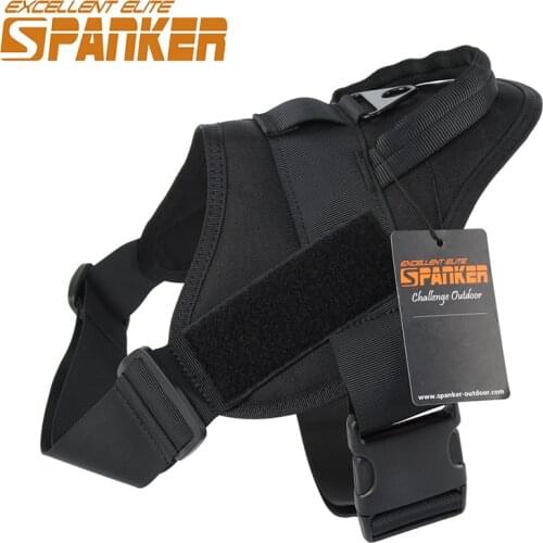 EXCELLENT ELITE SPANKER Tactical Dog Harness Training Military Patrol K9 Dog Vest Adjustable Nylon Military Dog Harness with Han