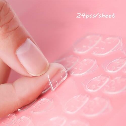 24pcs/sheet transparent Double Side Self Adhesive Stickers Clear Nail Tabs False Nail Art sticker manicure tools