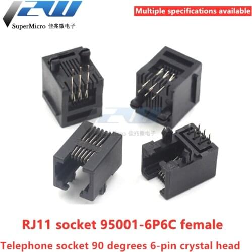20pcs / lot RJ11 socket 95001-6P6C telephone socket 6P6C socket RJ12 telephone socket 90 degrees 180 degrees 6 core crystal head