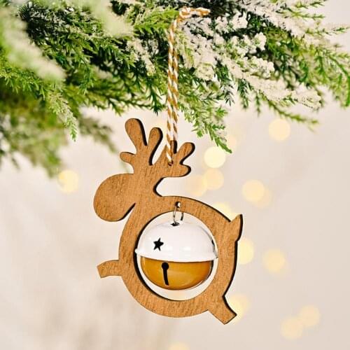 Christmas Decoration Practical Christmas Bell Wreath Wood Decoration Metal Jingle Bell Pendant Vintage Style for Door