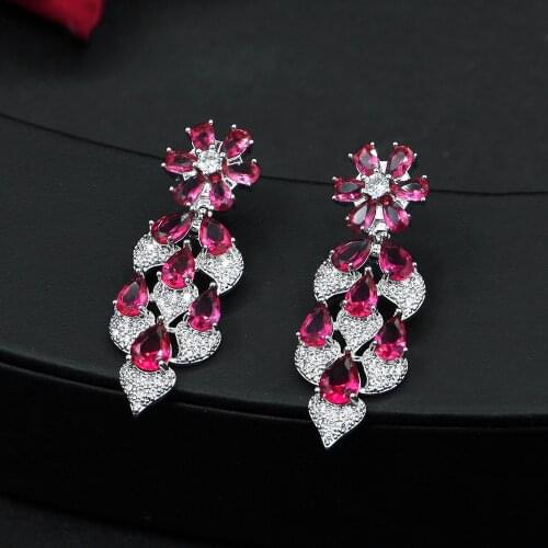 Eardrop Earrings For Women Rose Red Luxury Hyperbole Temperament Fine Jewelry Wedding Brincos