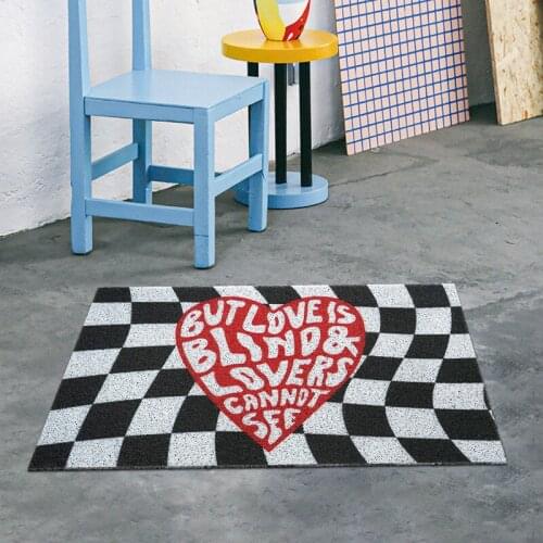 Checkerboard Small Door Mat Carpet Anti-slip Mat Living Room Mat Silk Loop Custom Mat Carpet Dustproof Home Entrance Door Mat