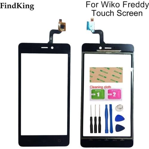 5.0'' Touch Screen Glass For Wiko Freddy Touch Glass Touch Screen Digitizer Panel Sensor Front Glass Tools Adhesive